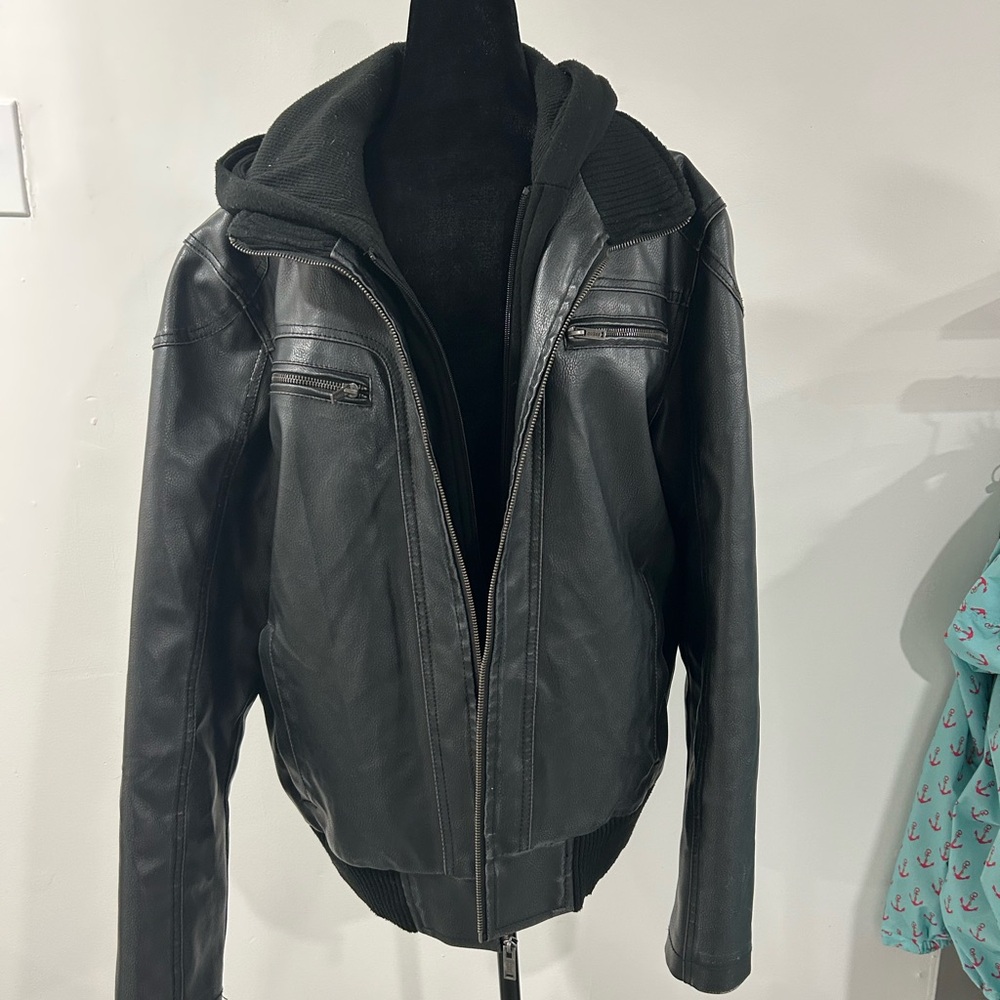 Guess Black Bomber Jacket with Detachable Hoodie